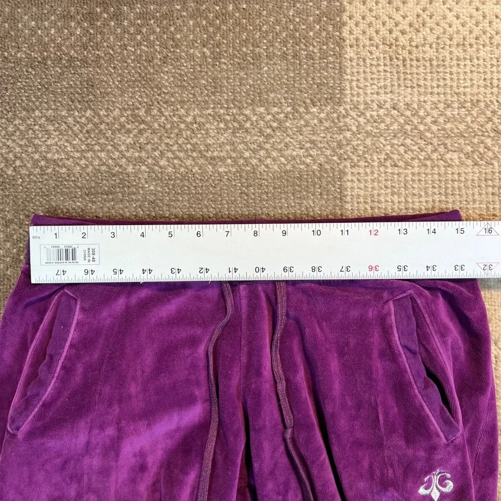 Derion Womens Purple Velour Wide Leg Track Pants‎ Y2K Flare Lounge Size Large